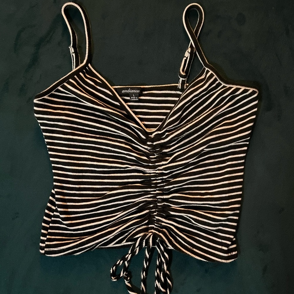 Ambiance black and white striped top
